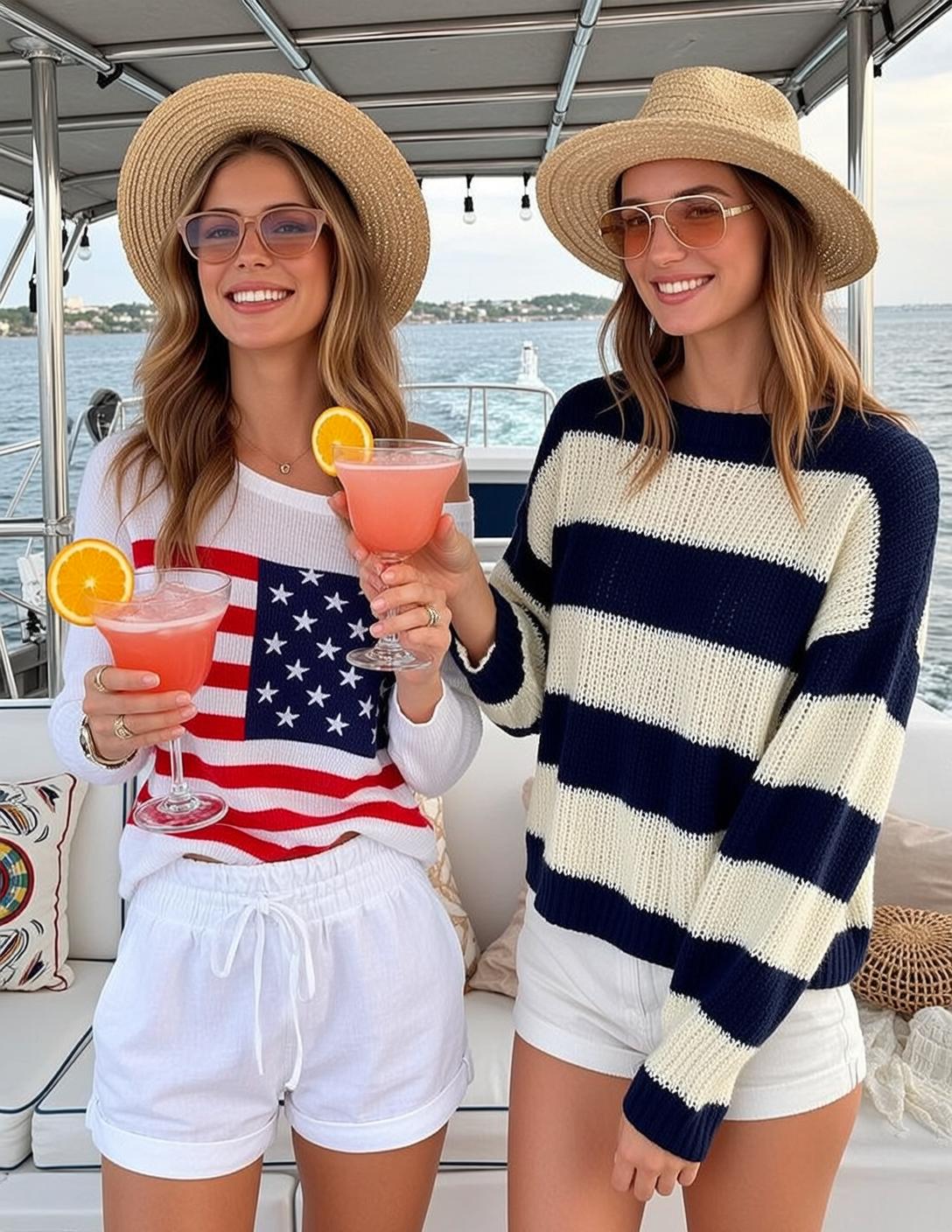 Explore Two Women Are Standing Boat Deck