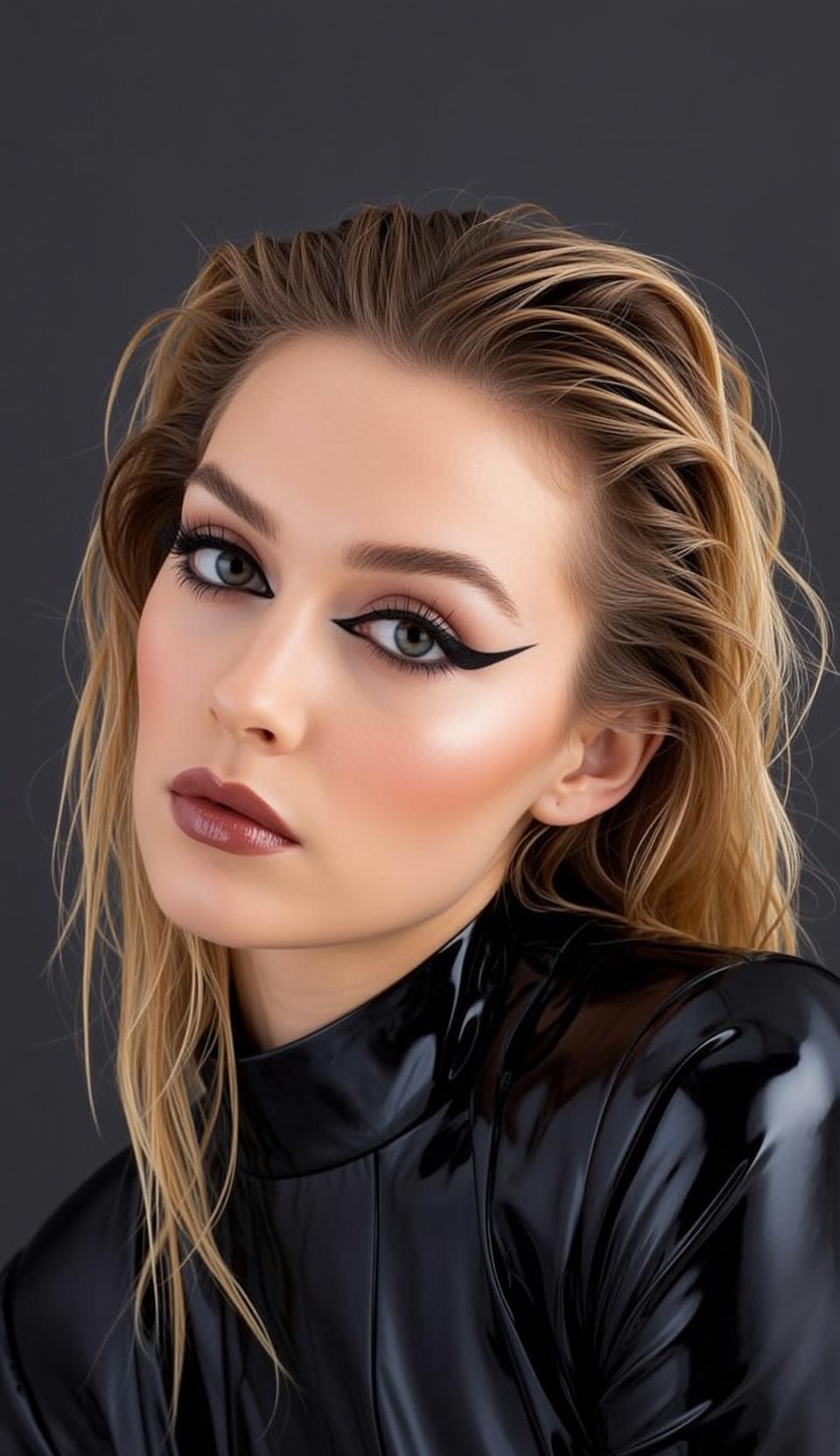 Makeup Captured Close-up Her Head Slightly Tilted