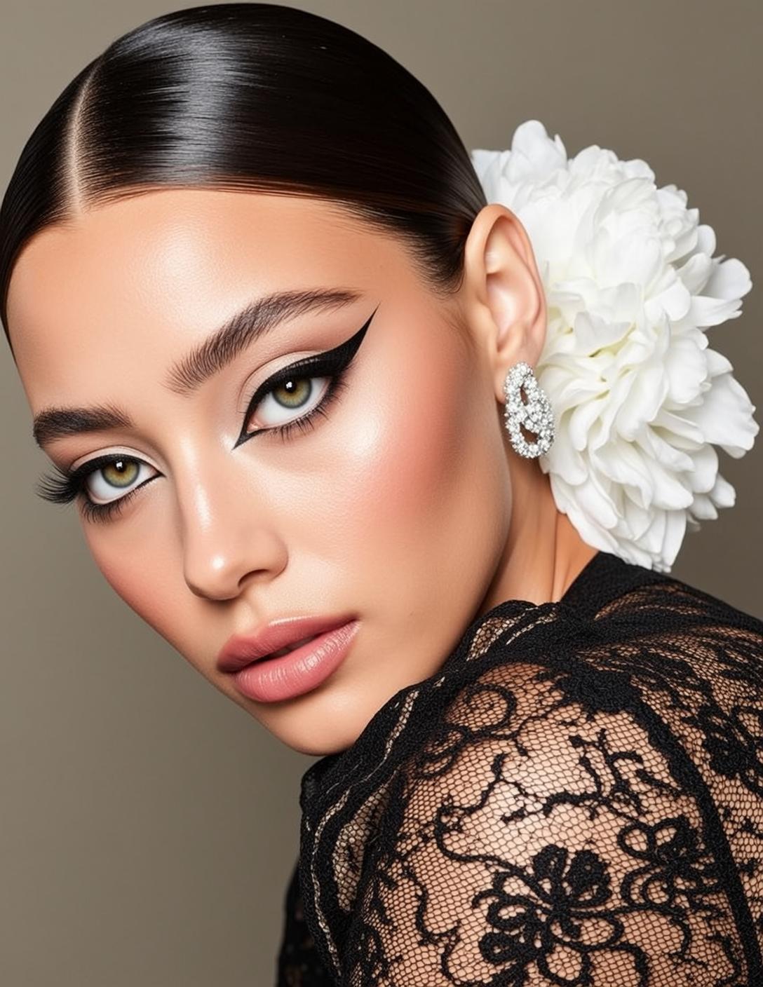 Makeup Photorealistic Young Striking Green Eyes Her
