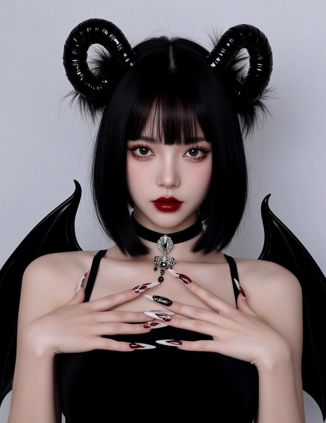 Black Horned Gothic Pose
