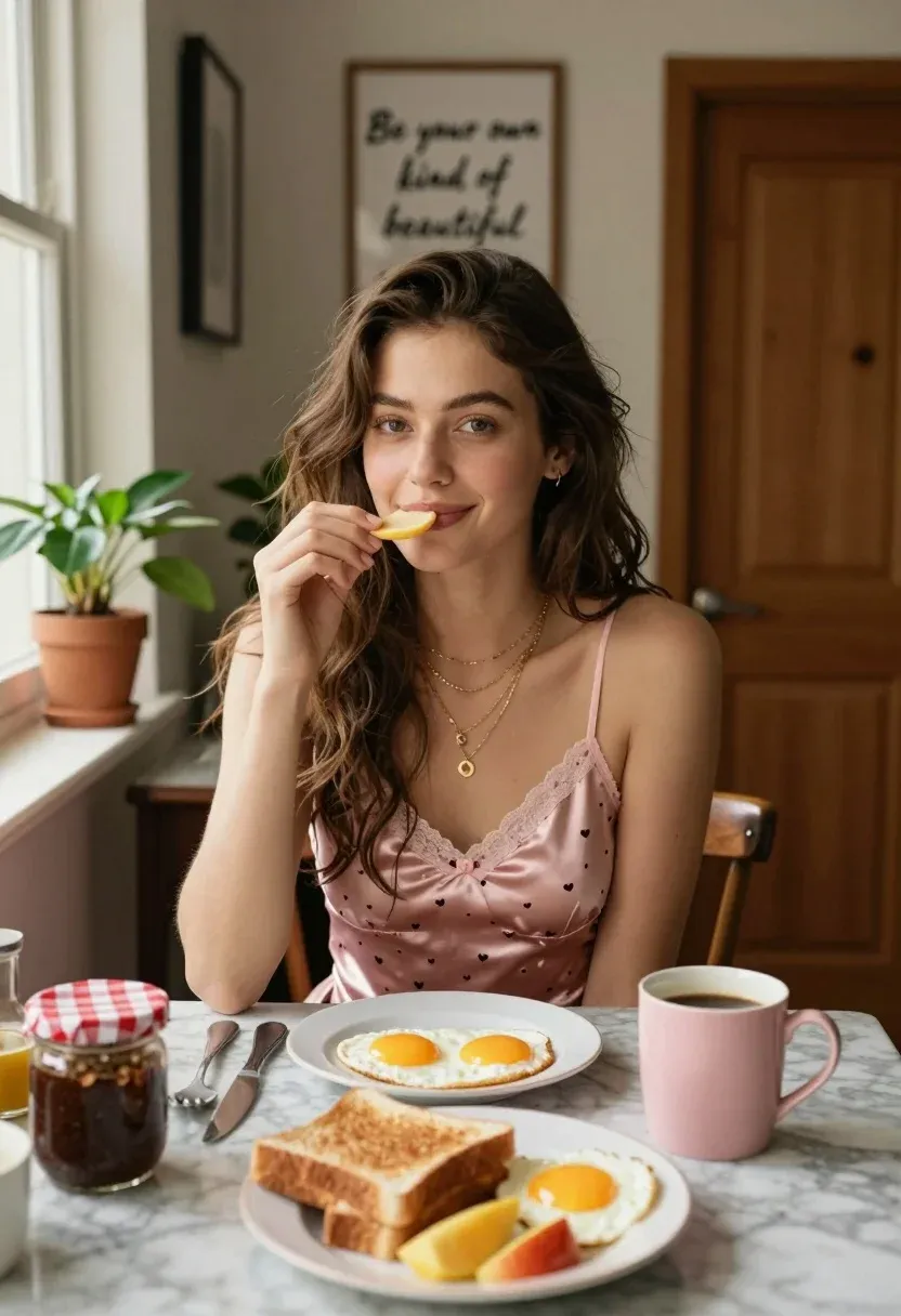 Necklace With Pink Satin Camisole Top