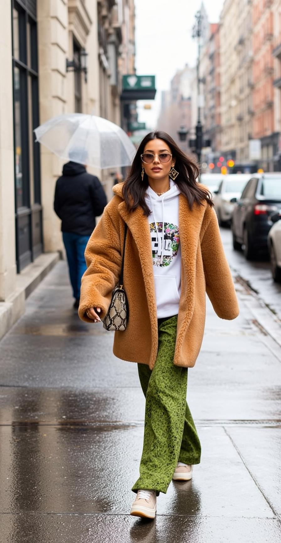 Walking City Sidewalk Sunglasses Gold Hoops