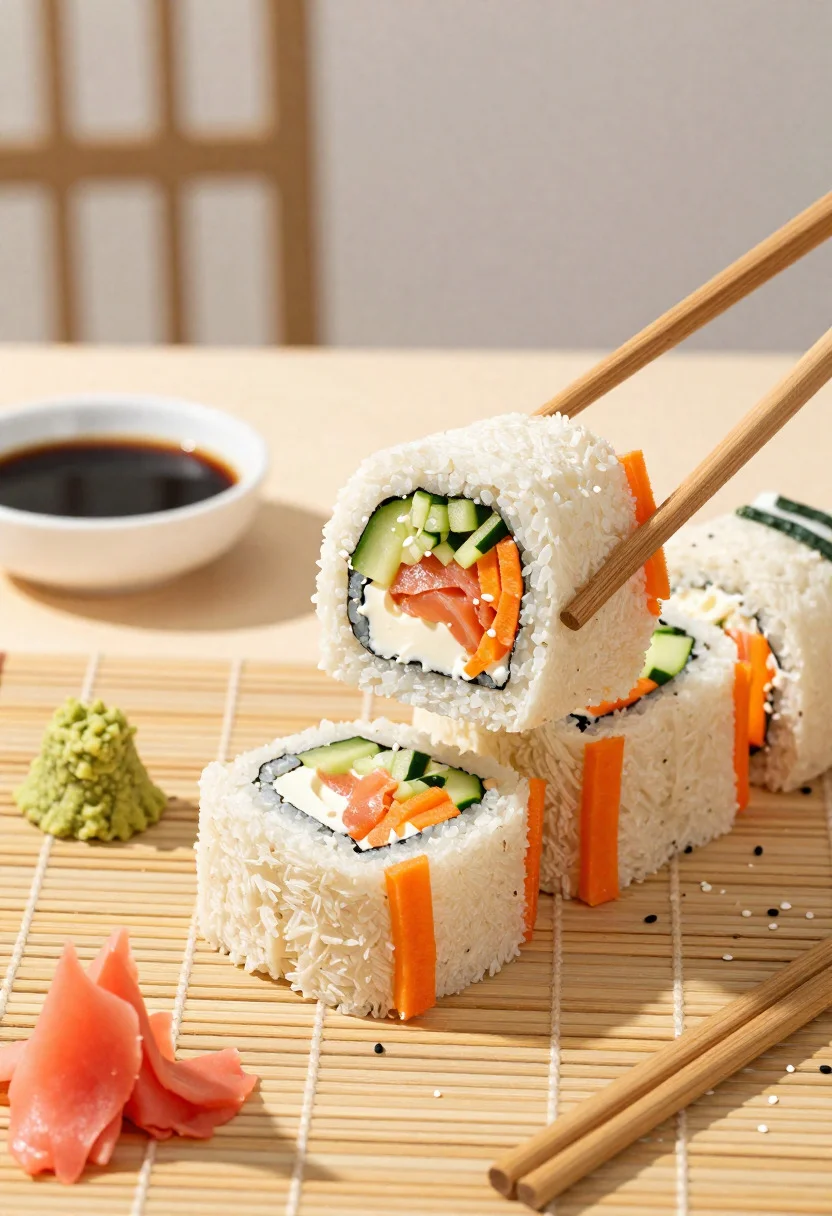 Food Photography Shot Creative Bread Sushi Rolls With Fusion Appeal reference photo