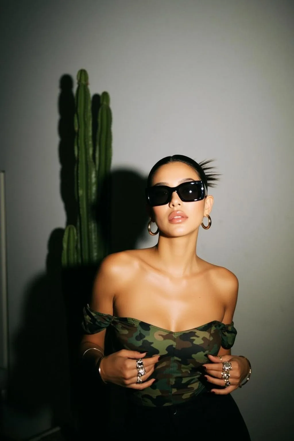 Camouflage Corset Shadow Portrait