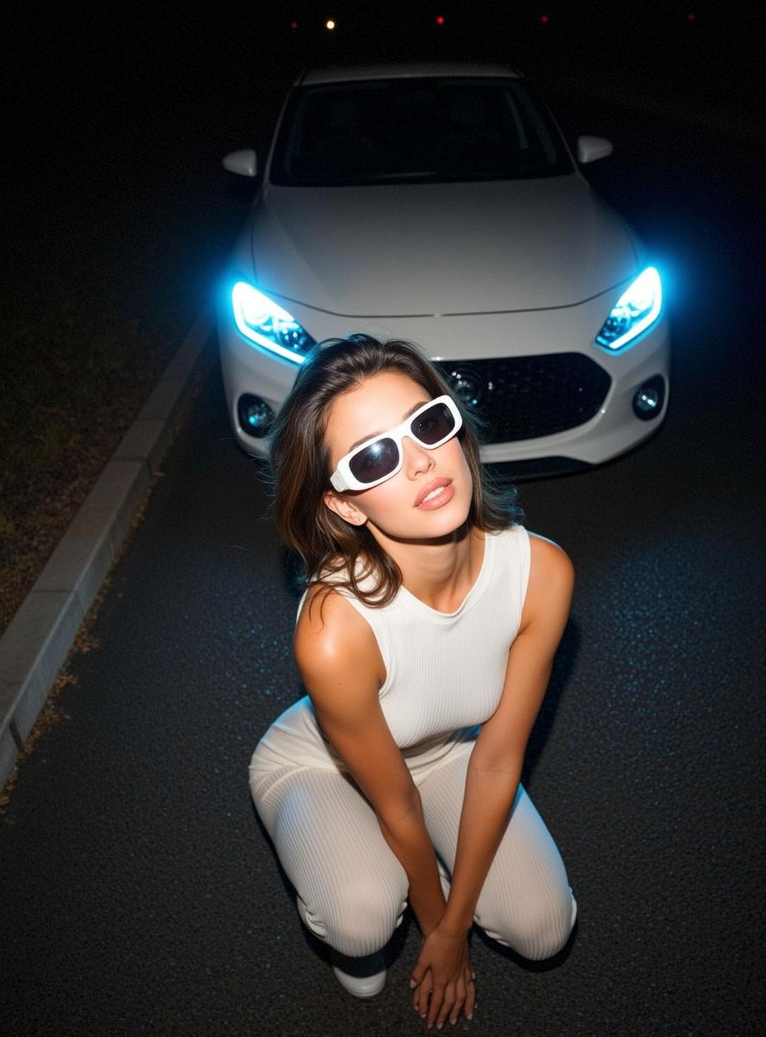 Explore Captured Low-angle Crouching Asphalt Her Knees