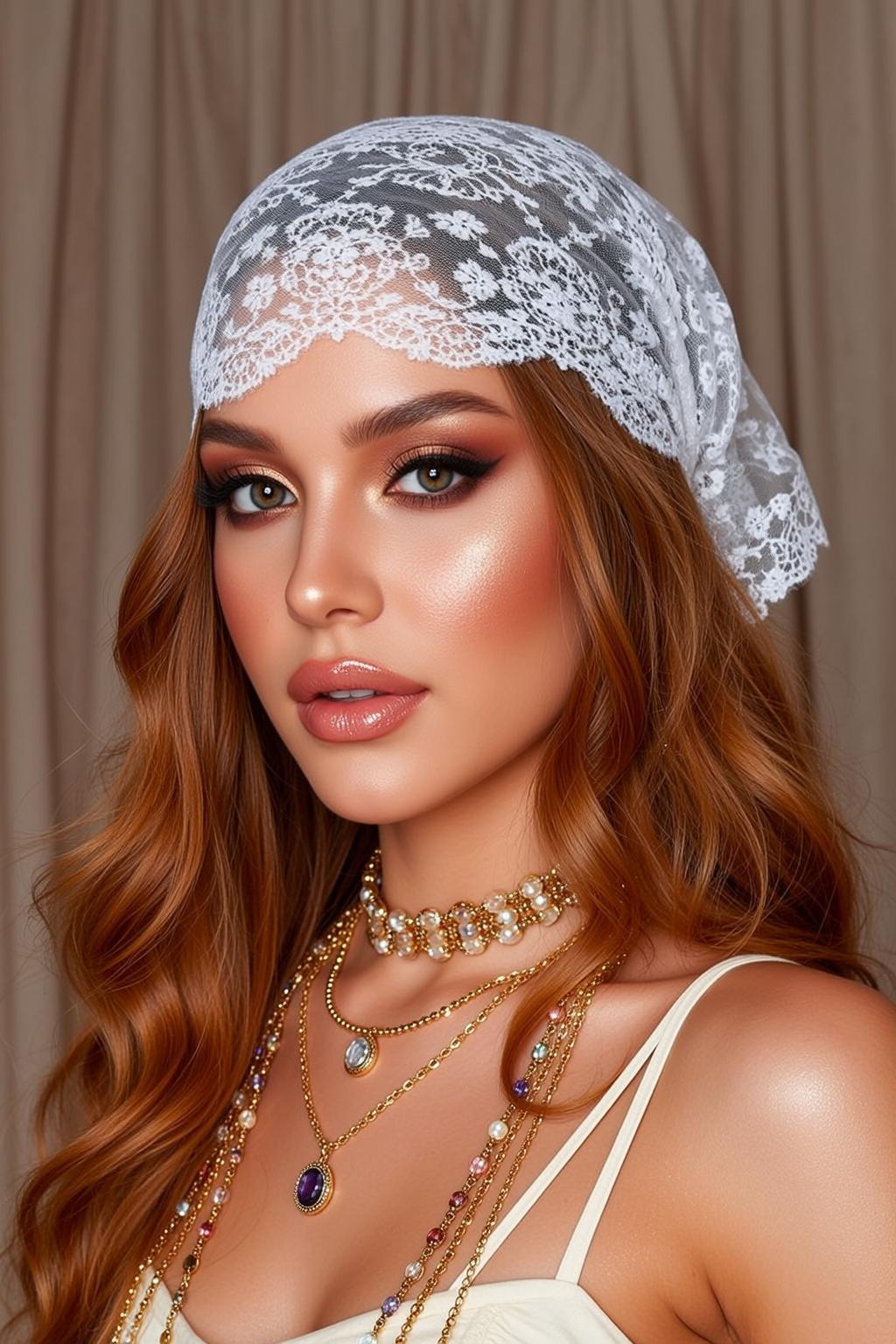 Makeup Captured Close-up Her Head Slightly Tilted