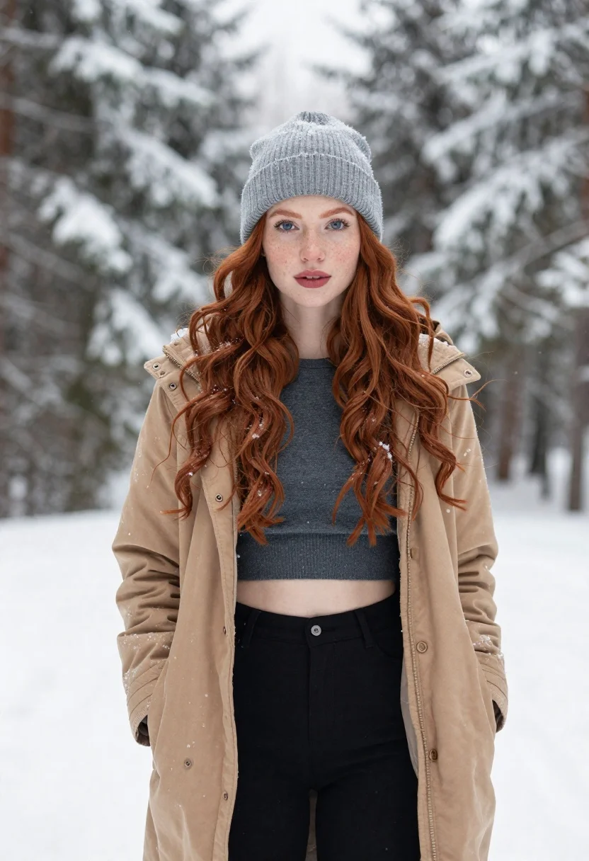Portrait Photography Young Woman With Long Red Hair And Freckles reference photo