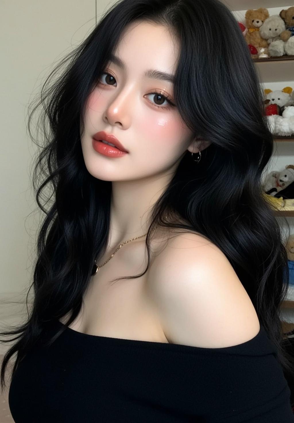 Acubi Young Long Wavy Black Fair Smooth