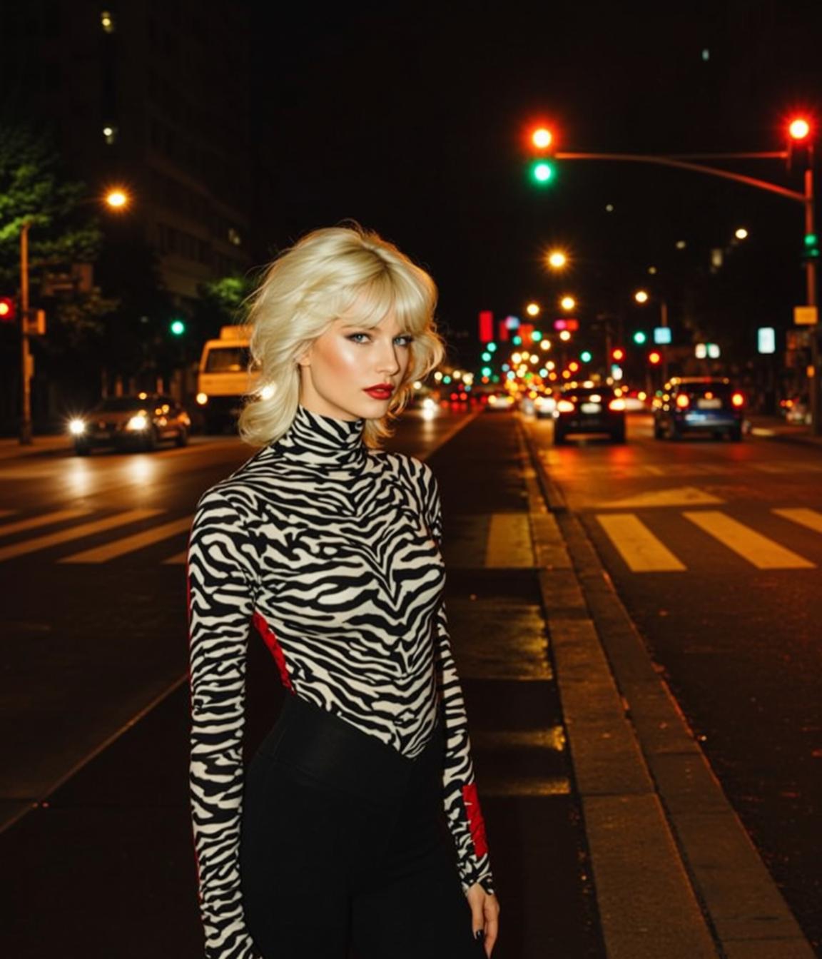 Zebra Turtleneck Wet Street Look