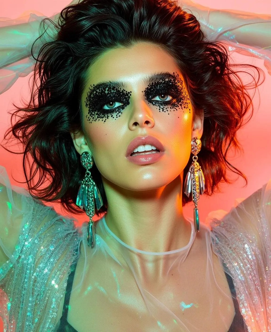 Makeup Earrings And Lash Extensions In Fashion Portrait