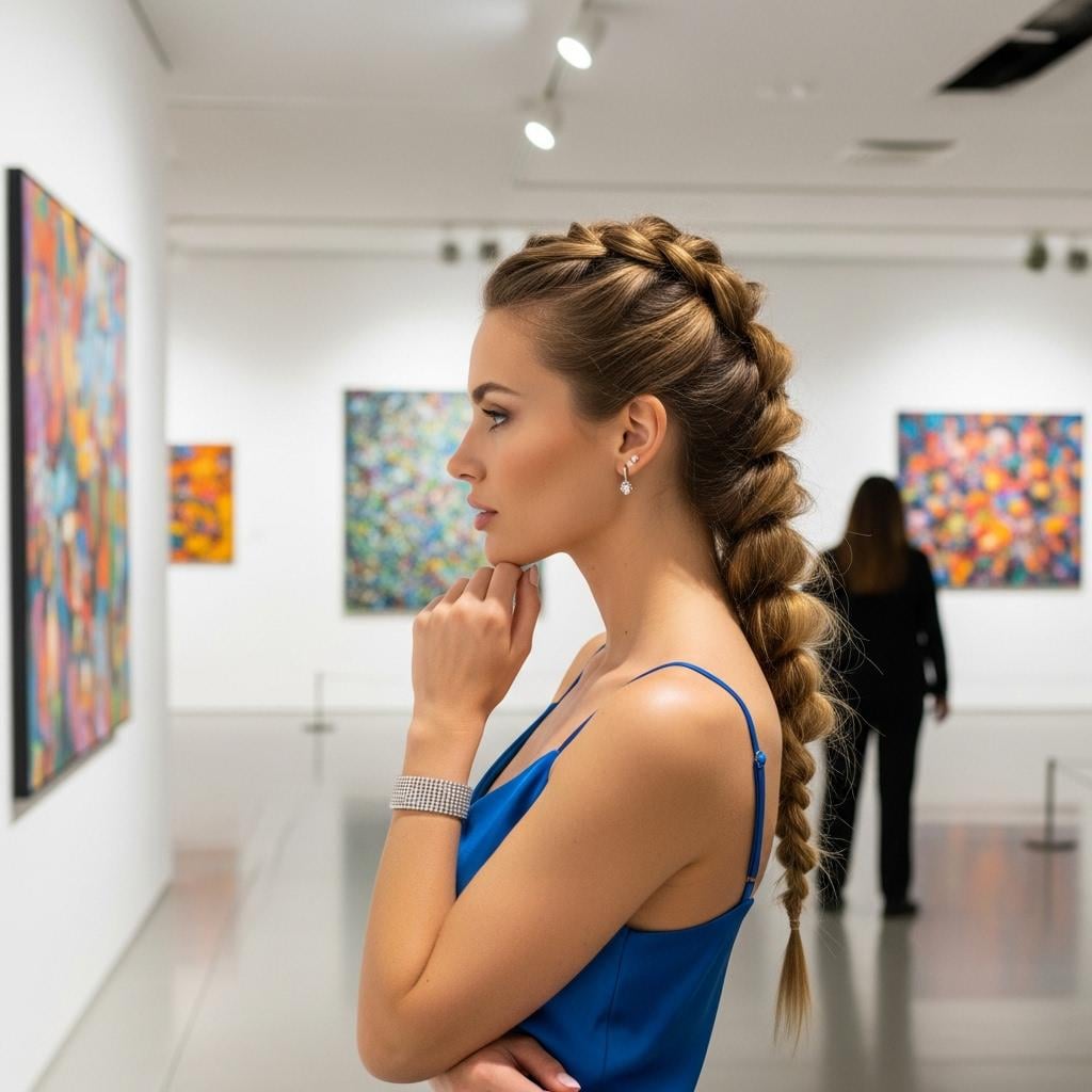 Art Gallery Profile With Abstract Painting And Braided Hair