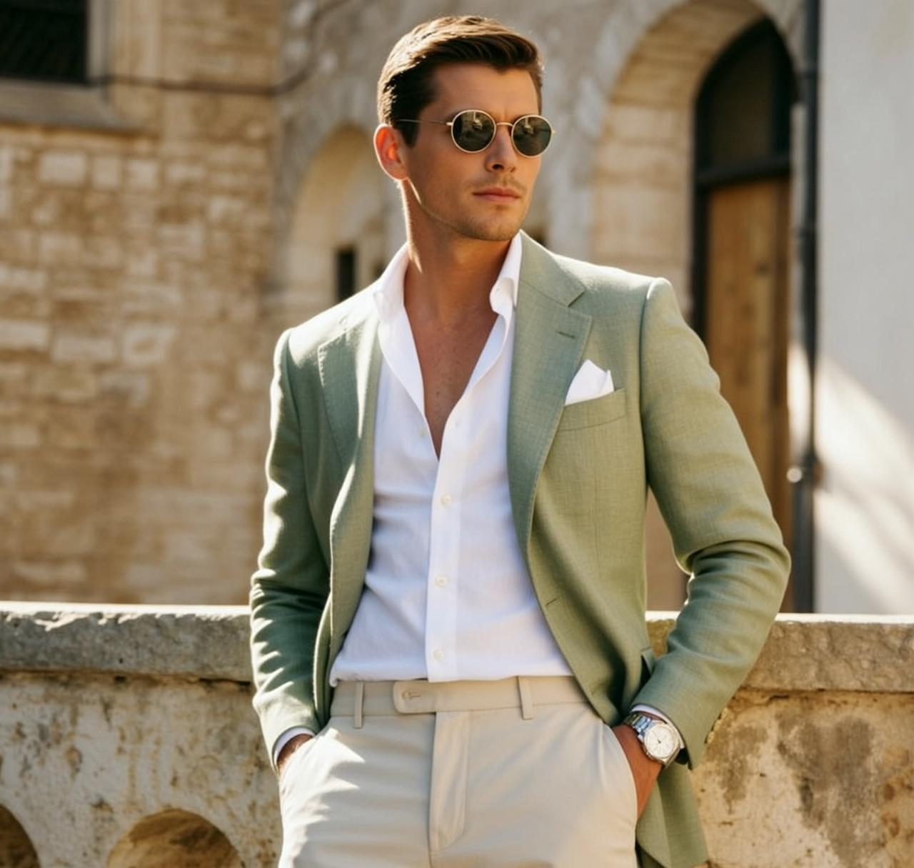 Brown Short Styled Light White Open-collar Shirt