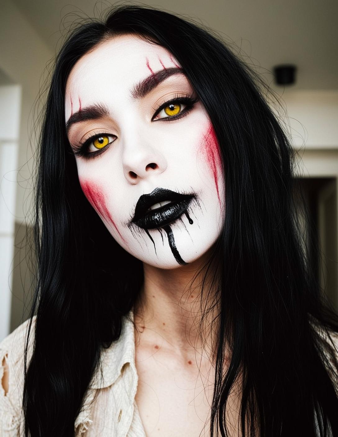 Halloween Makeup Young Dramatic Long Straight Black