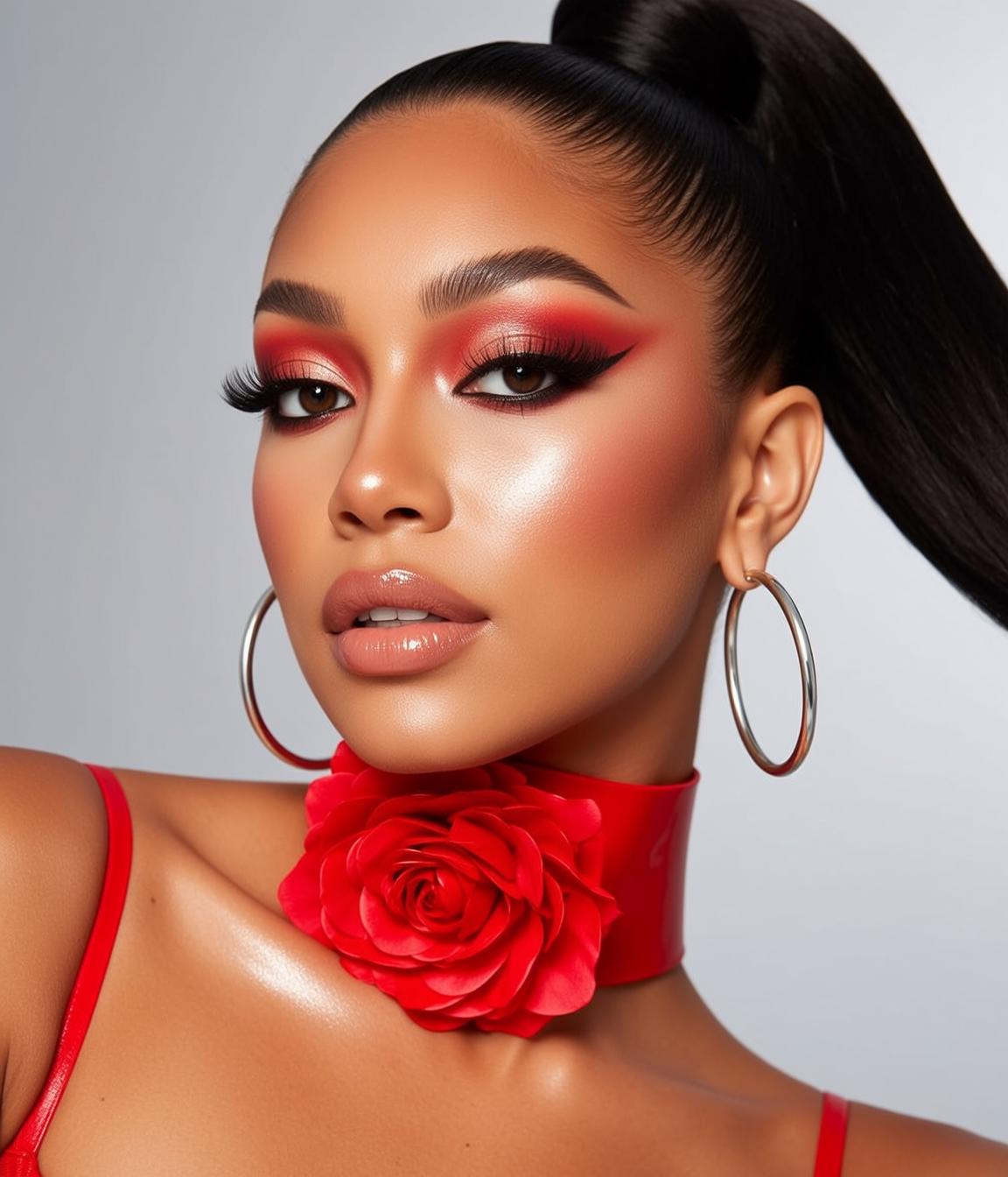 Makeup Photorealistic Young Dark Skin Facing Slightly