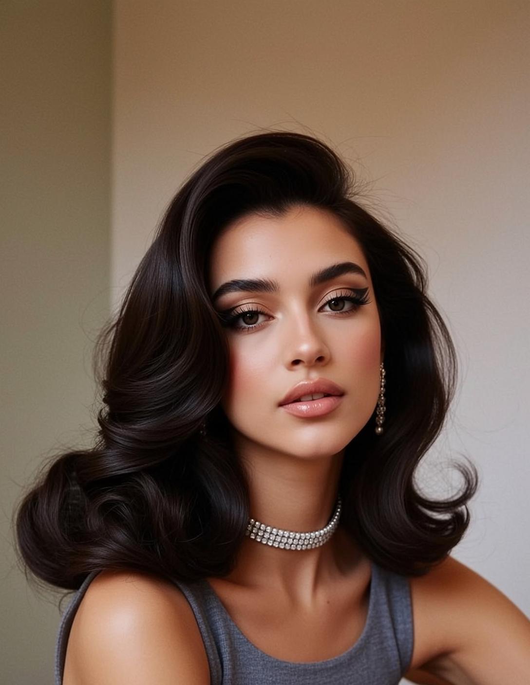 Hair Salon Young Dark Brown Voluminous Wavy