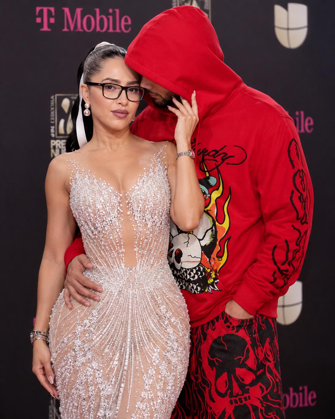 Red Carpet Portrait Woman In Crystal Gown Beside Man