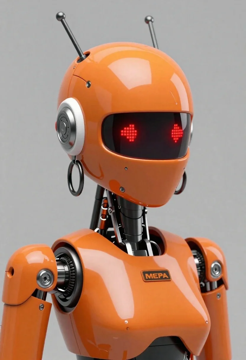 Sleek Orange Humanoid Robot With Glossy Finish And White Mechanical reference photo