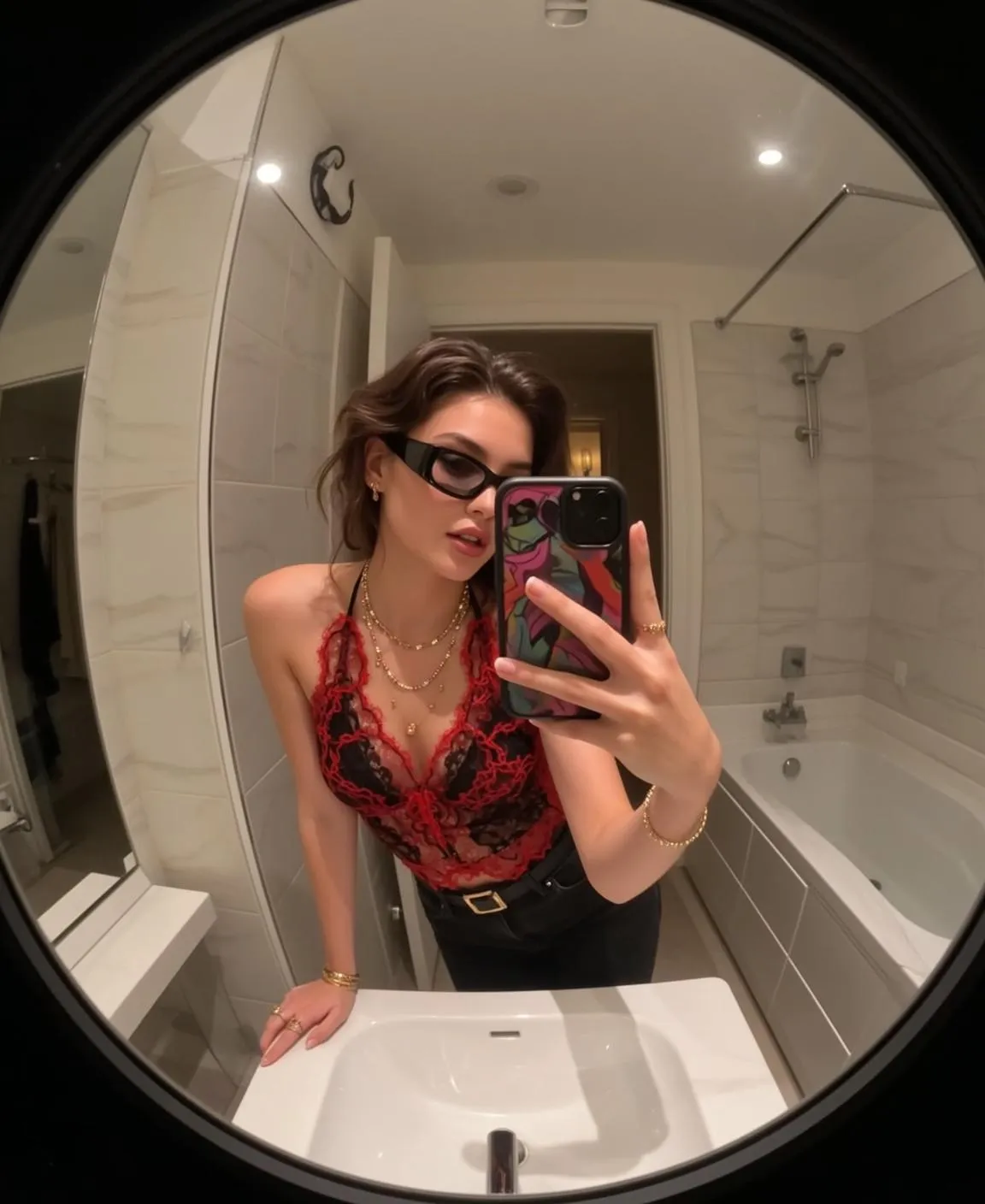 Fisheye Young Brown Wavy Fair Red Black