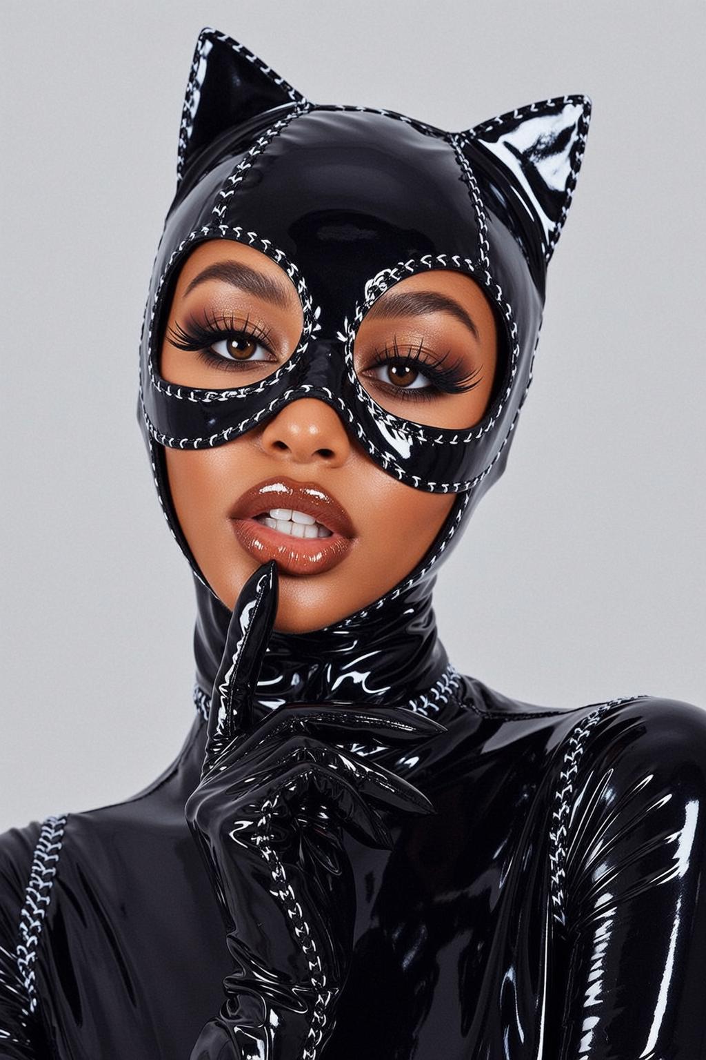 Black Latex Cat Mask Portrait
