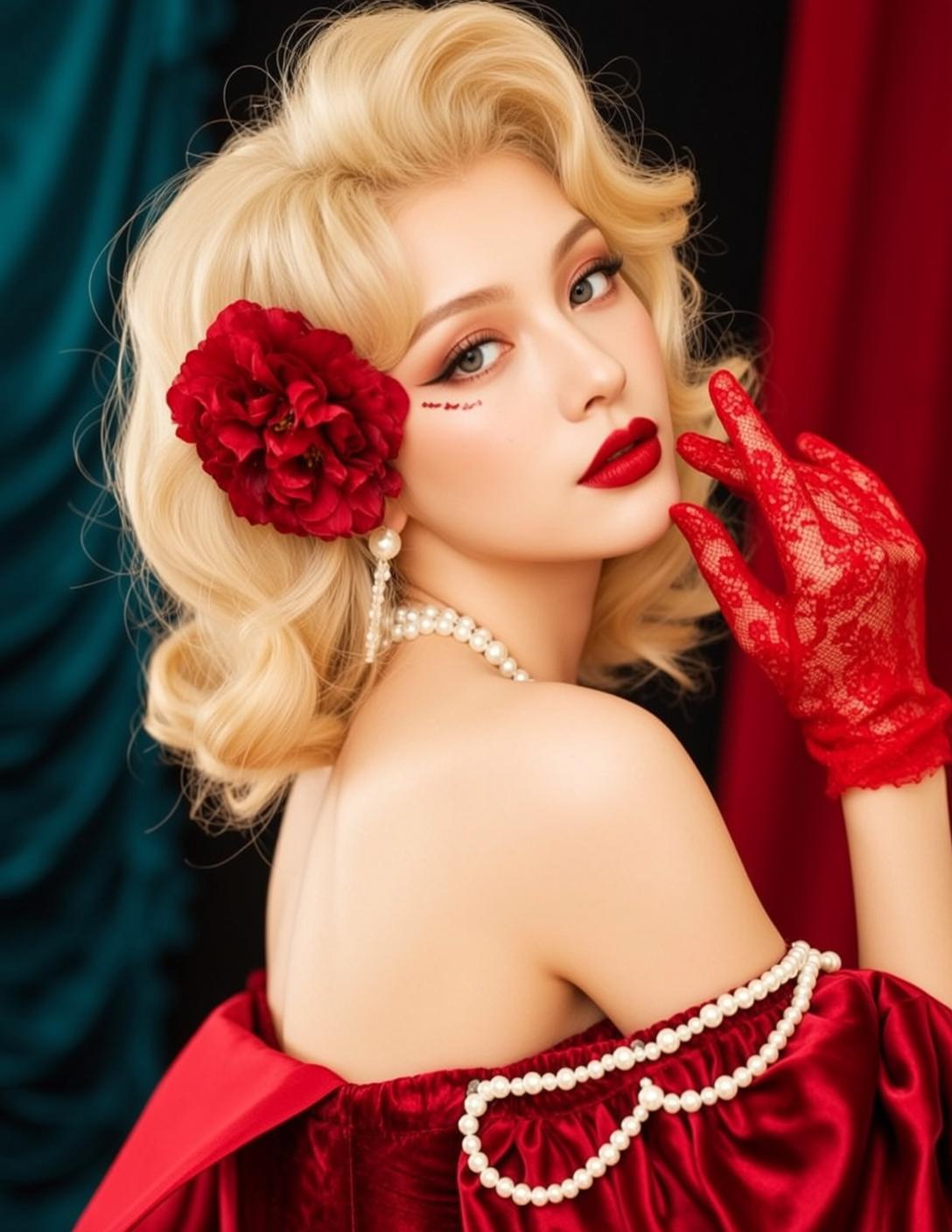Vintage Glamour Red Velvet Dress Studio