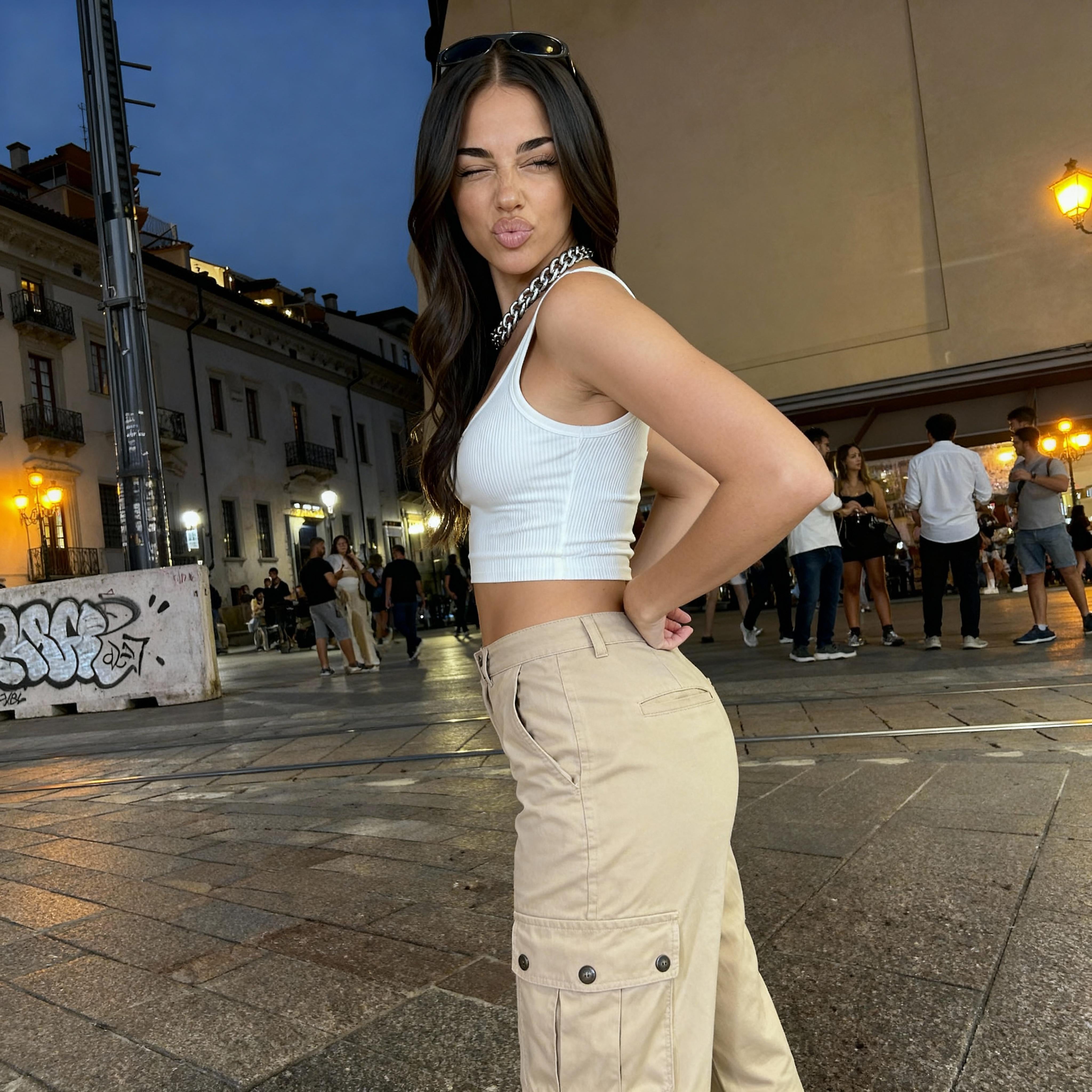 European City Square Dusk Kiss Pose