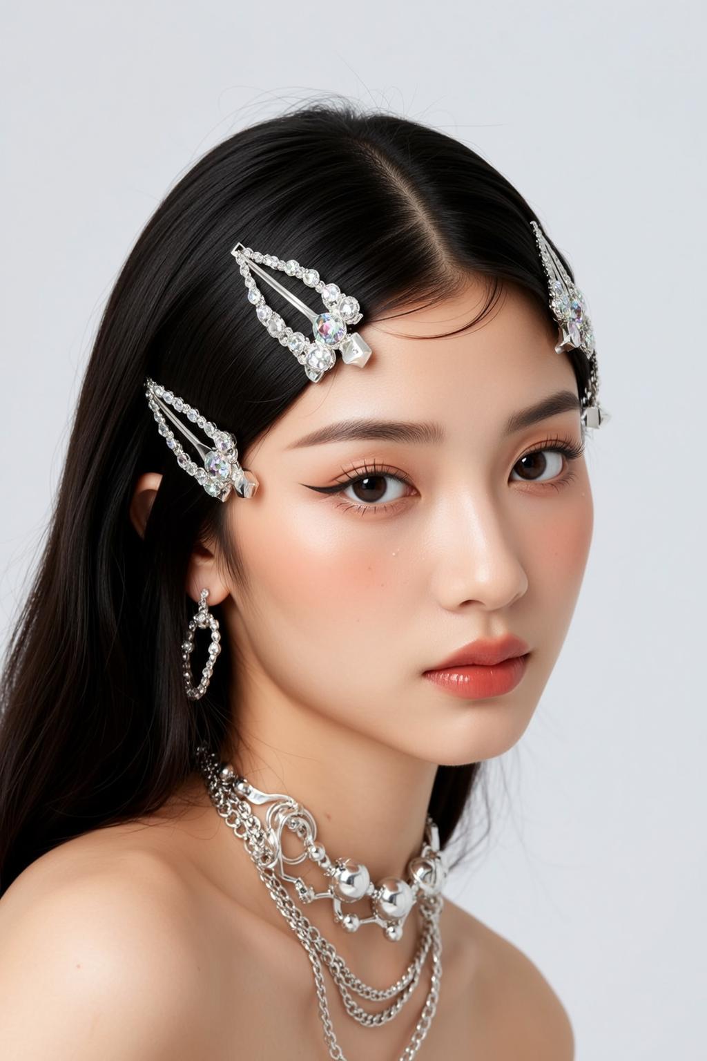 Crystal Hair Clips Glitter Portrait
