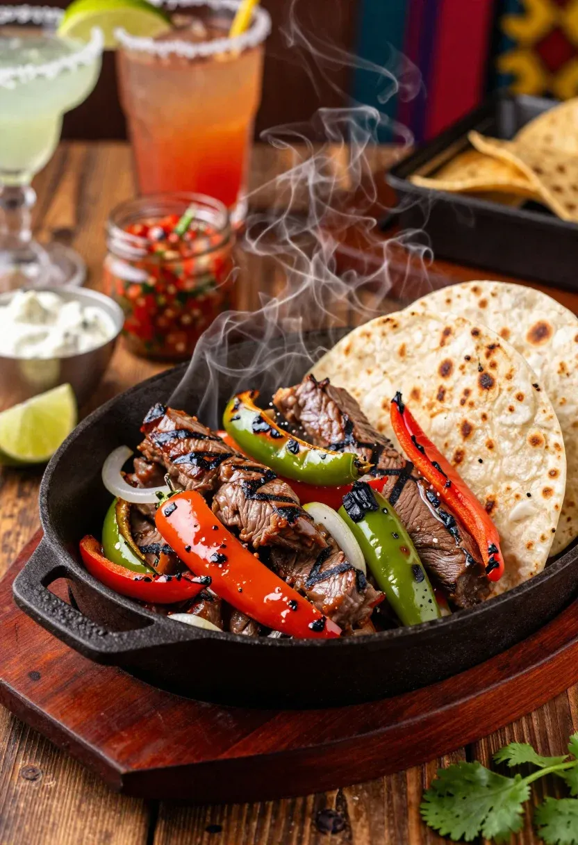 Food Photography Shot Sizzling Fajitas With Smoky Tex-mex Appeal And