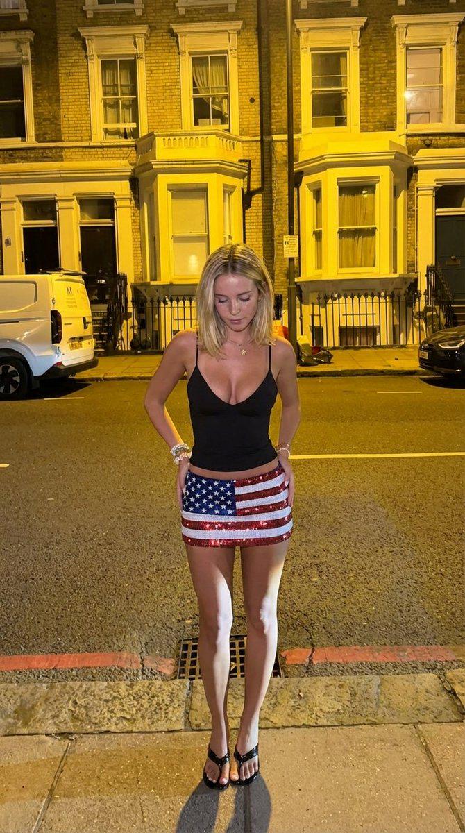 American Flag Sequin Skirt Black Tank Top