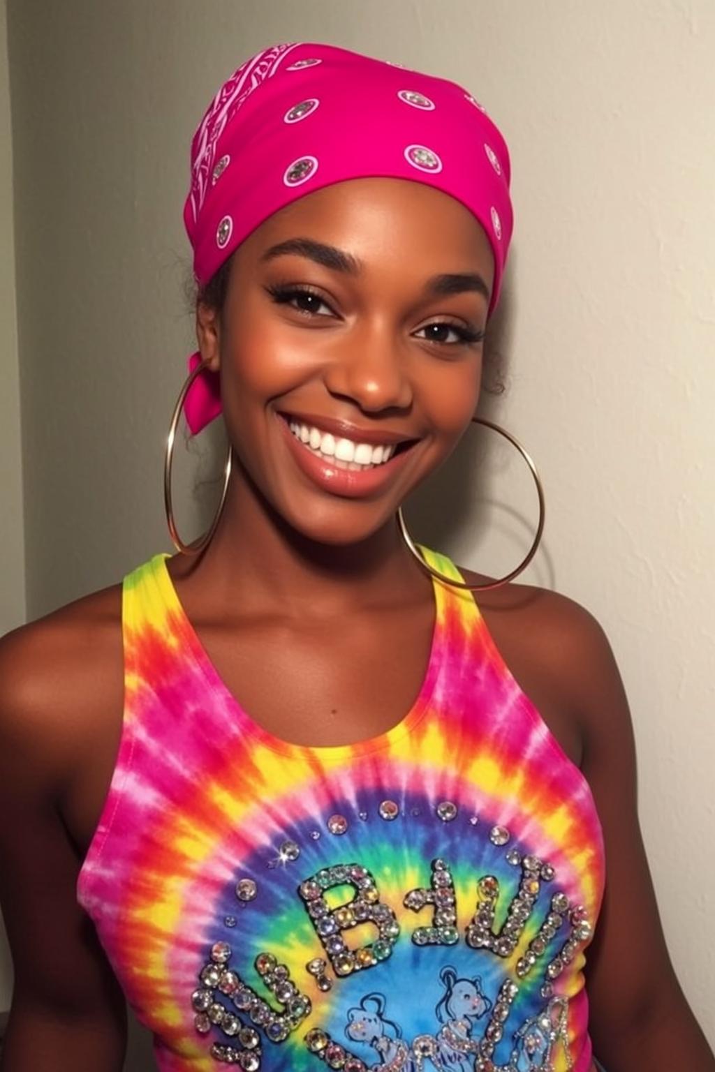 Tie Dye Tank with Pink Bandana