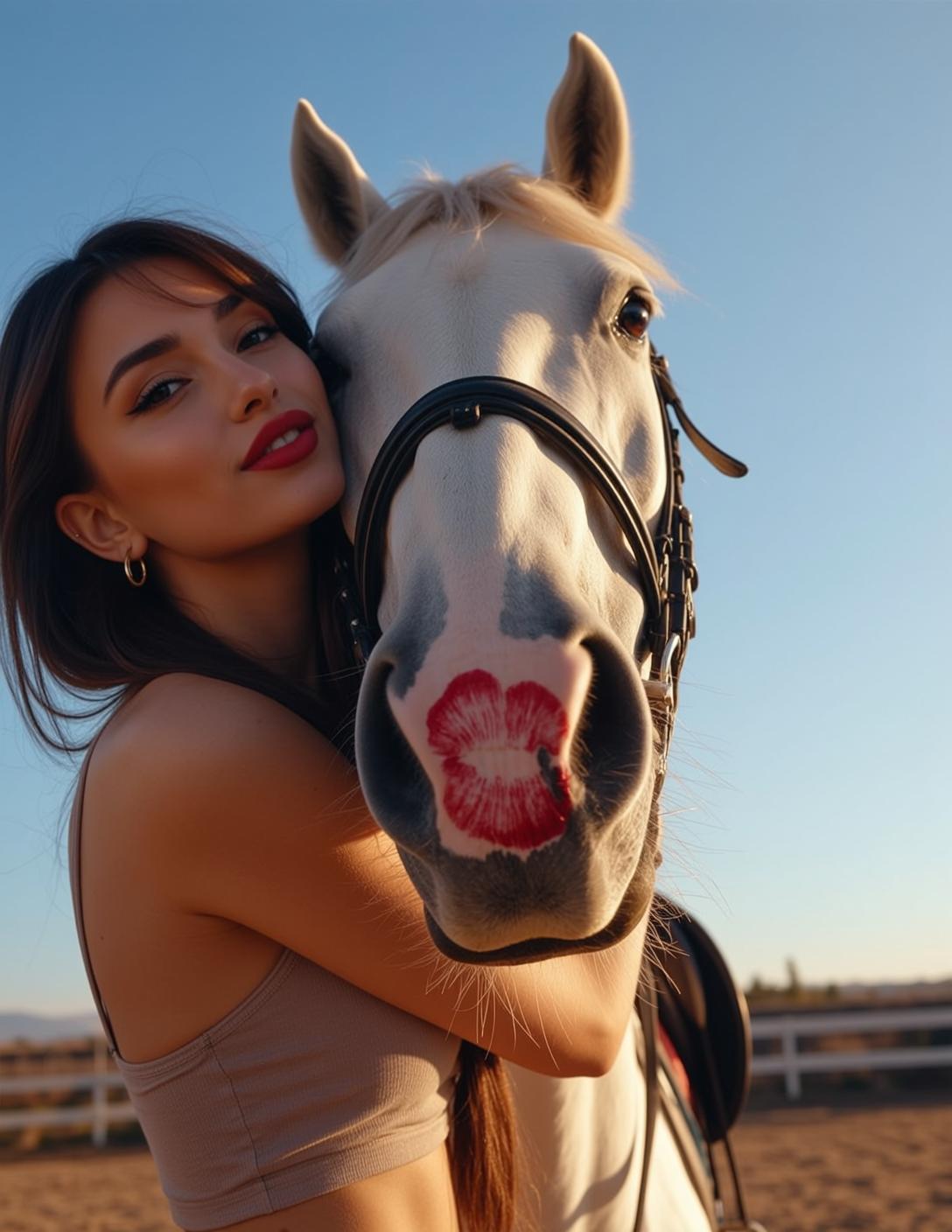 Explore Embracing White Horse Her Head Resting