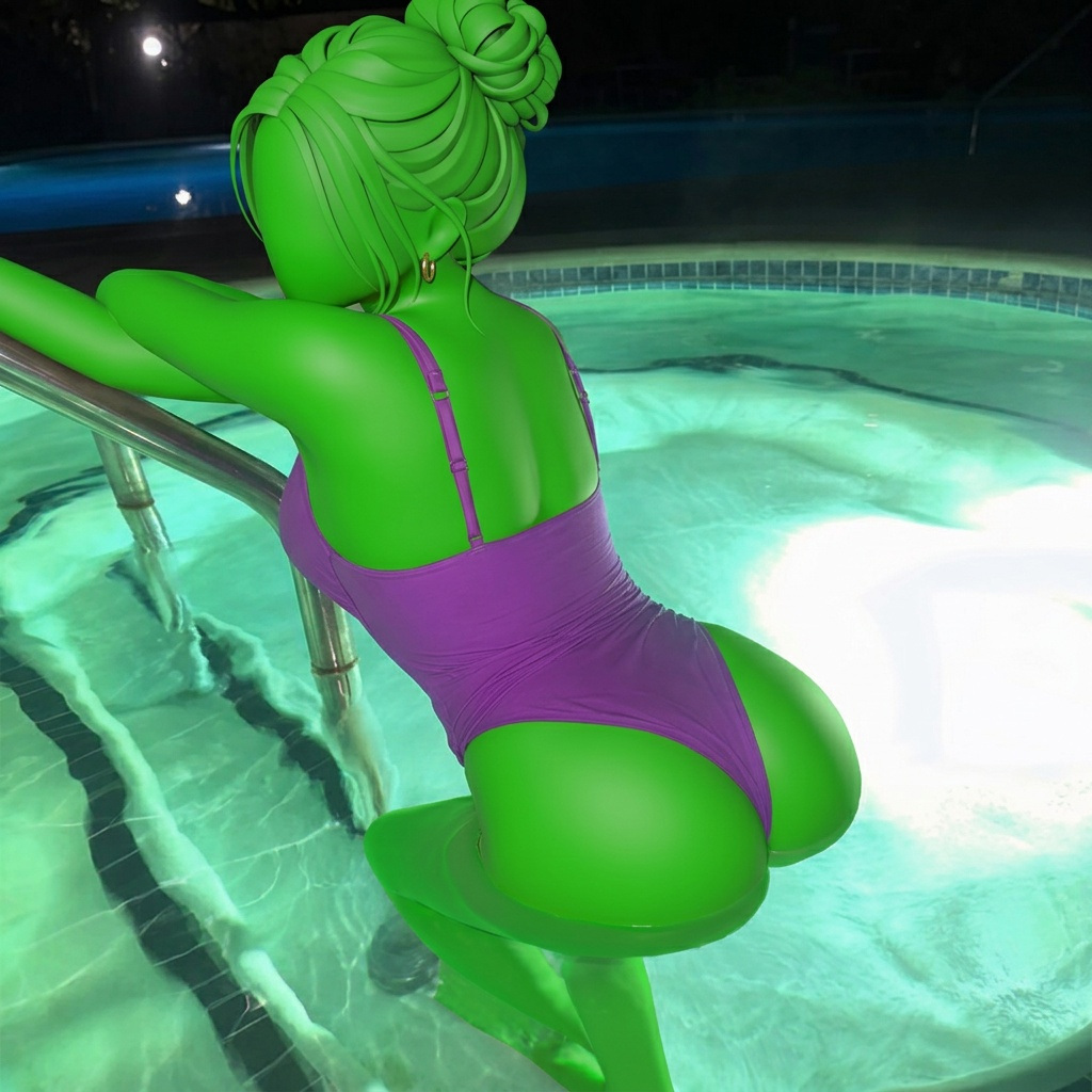 Template for Purple Swimsuit Underwater Green Glow