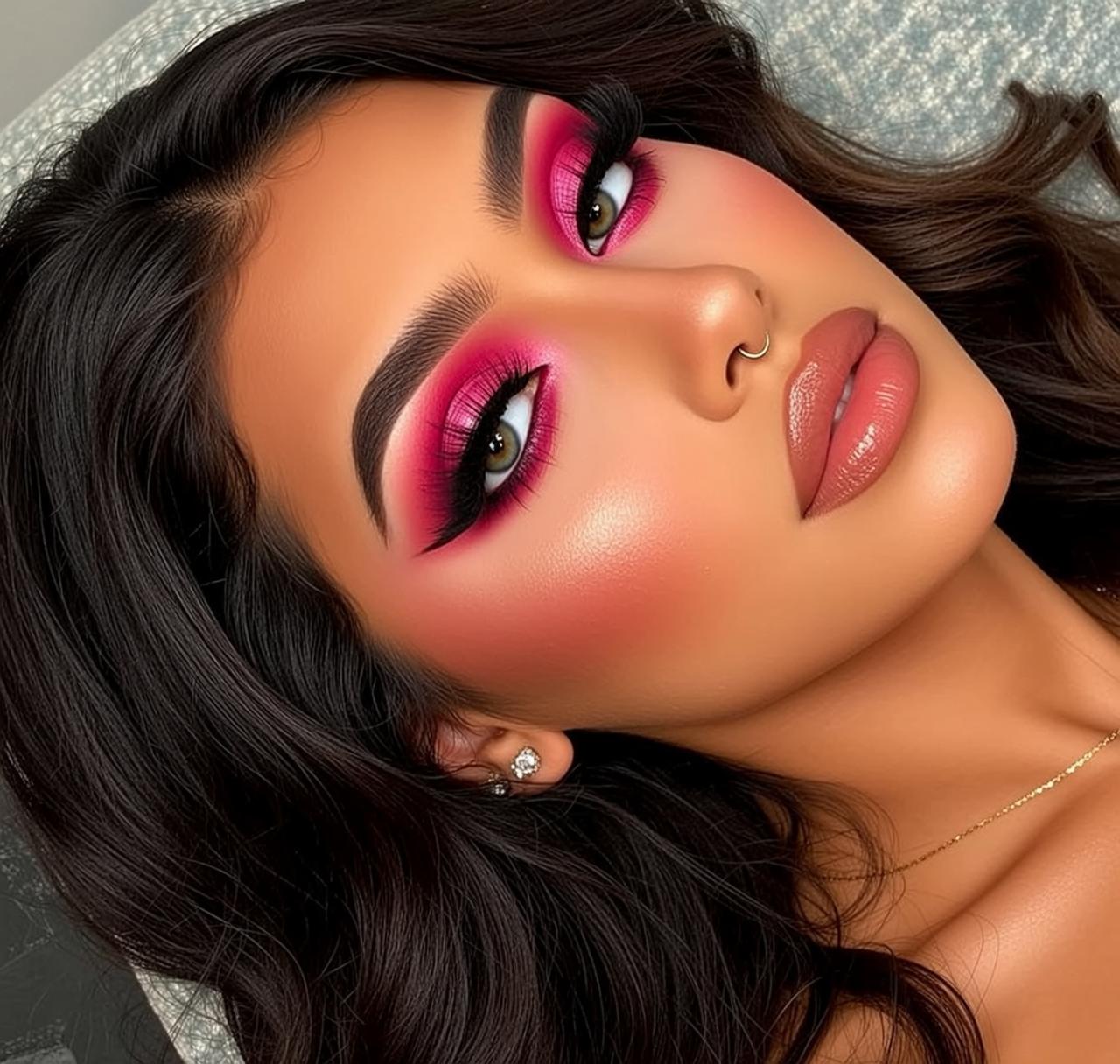 Makeup Close-up Head-and-shoulders Young Dark Wavy Hair
