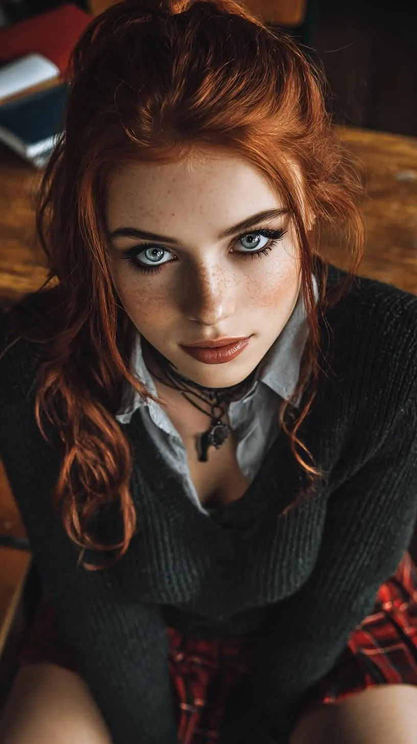 Piercings And Necklace With Grey Knit Sweater