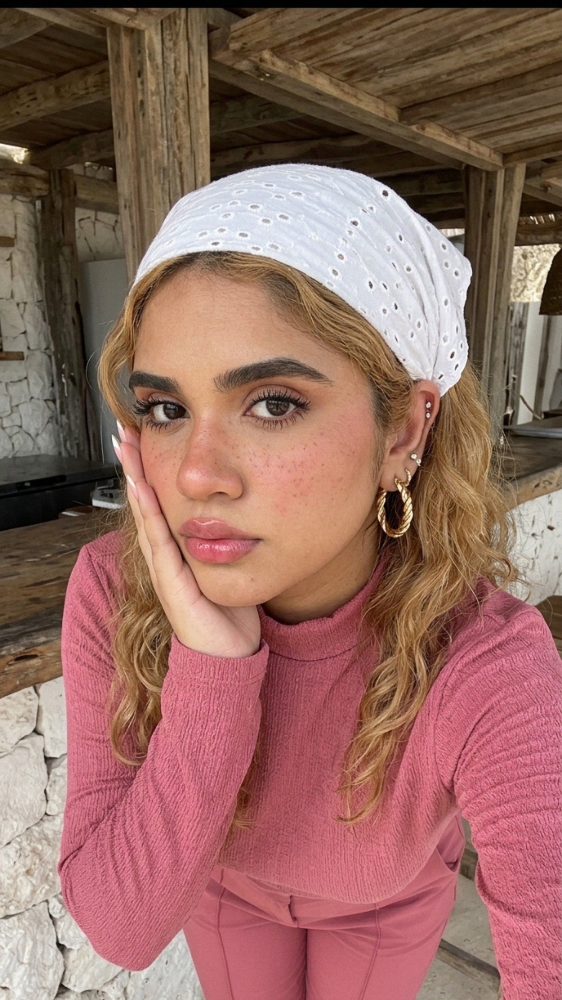 Gold Hoop Earring And Bandana