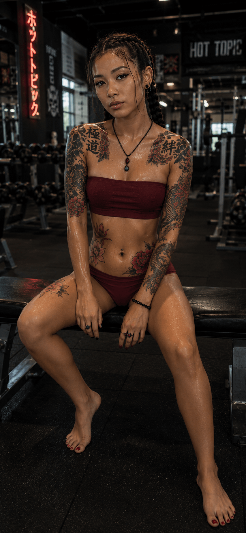 Maroon Athletic Wear Dim Industrial Gym