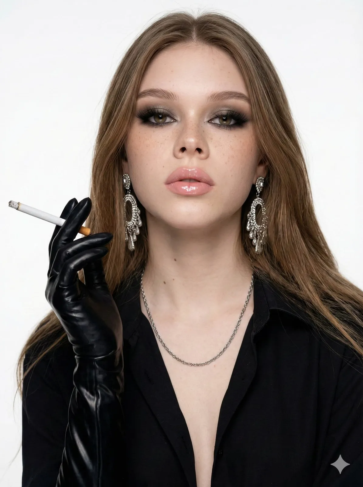 Makeup Earrings And Necklace In Studio Portrait