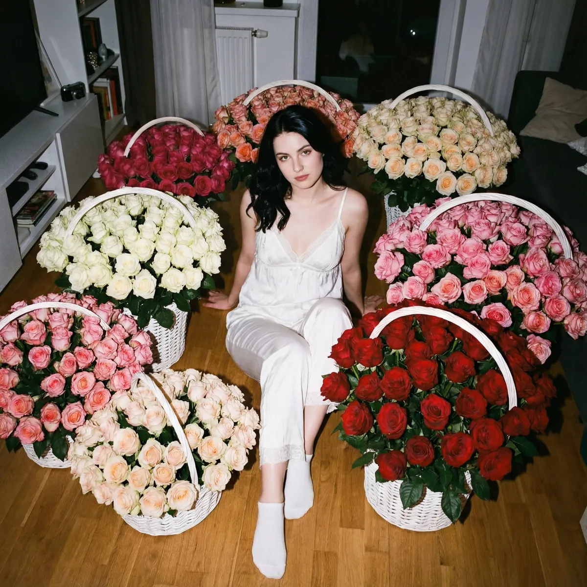 White Roses Flash Portrait