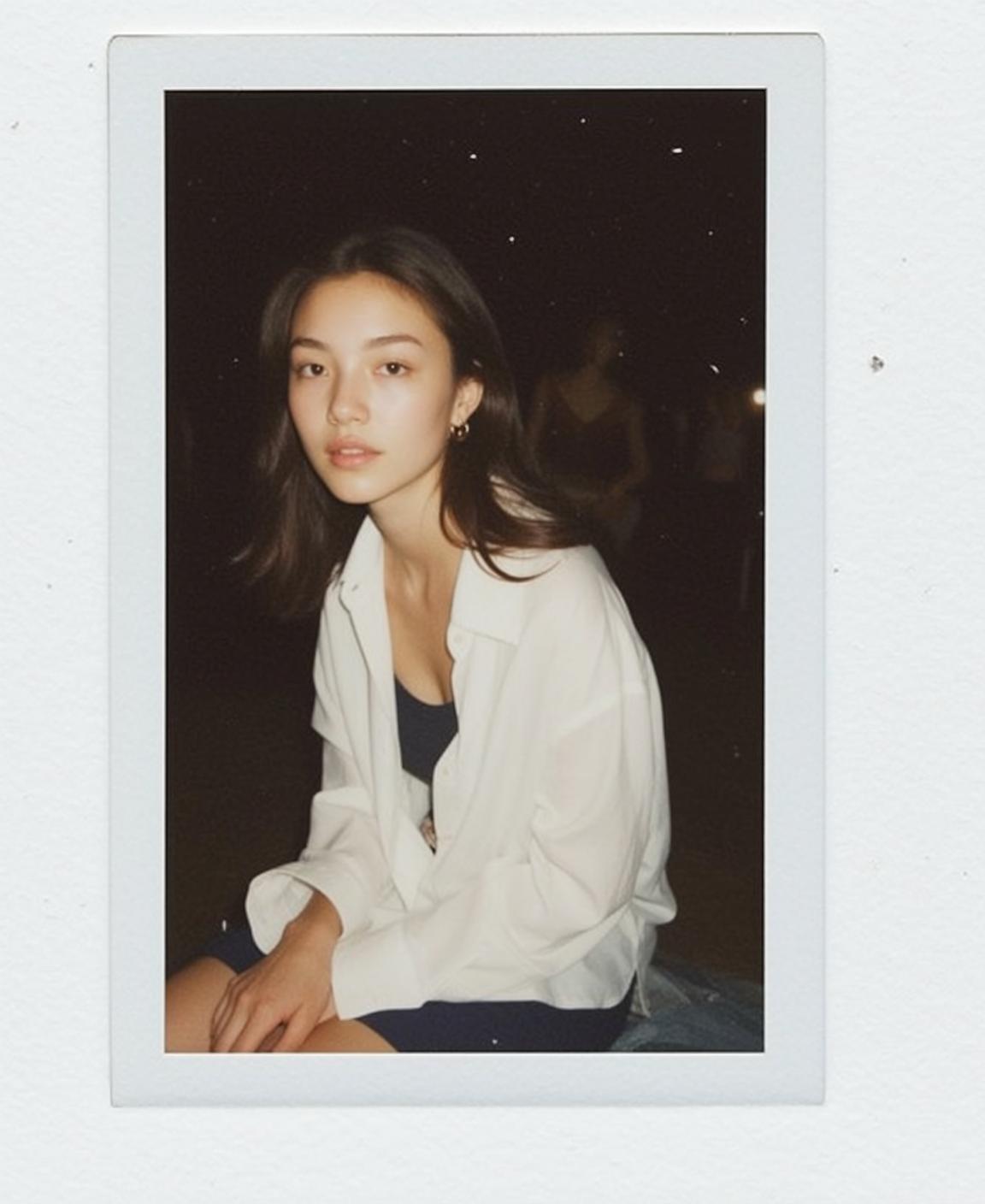 White Shirt Night Sitting Pose