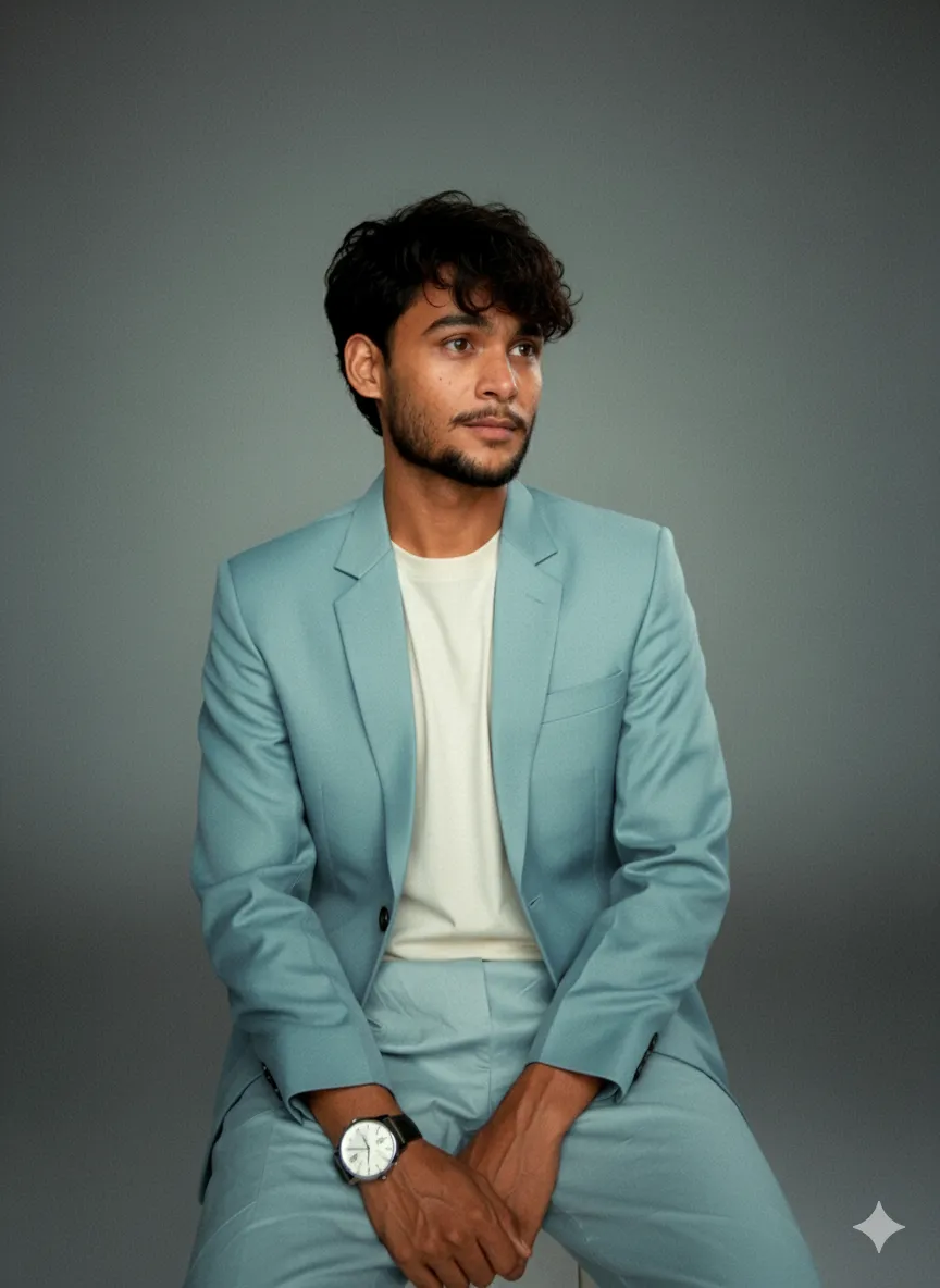 Watch With Light Blue Suit