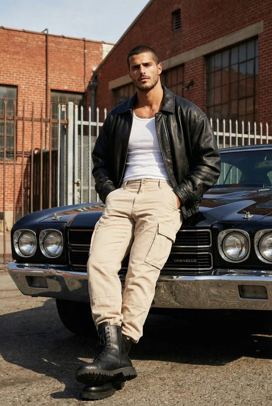 Man Vintage Car Urban Street Fashion