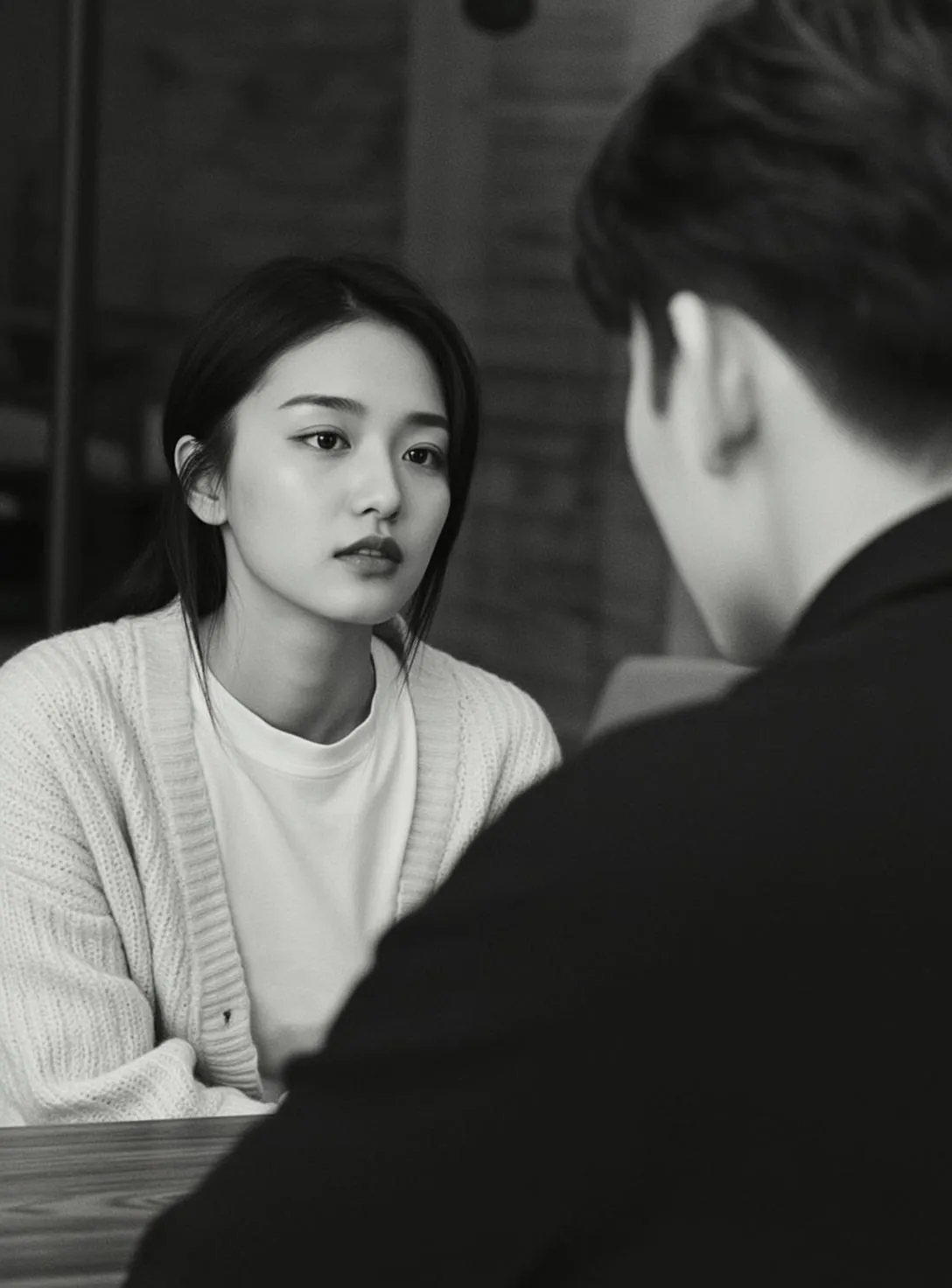 Black White Cardigan Portrait