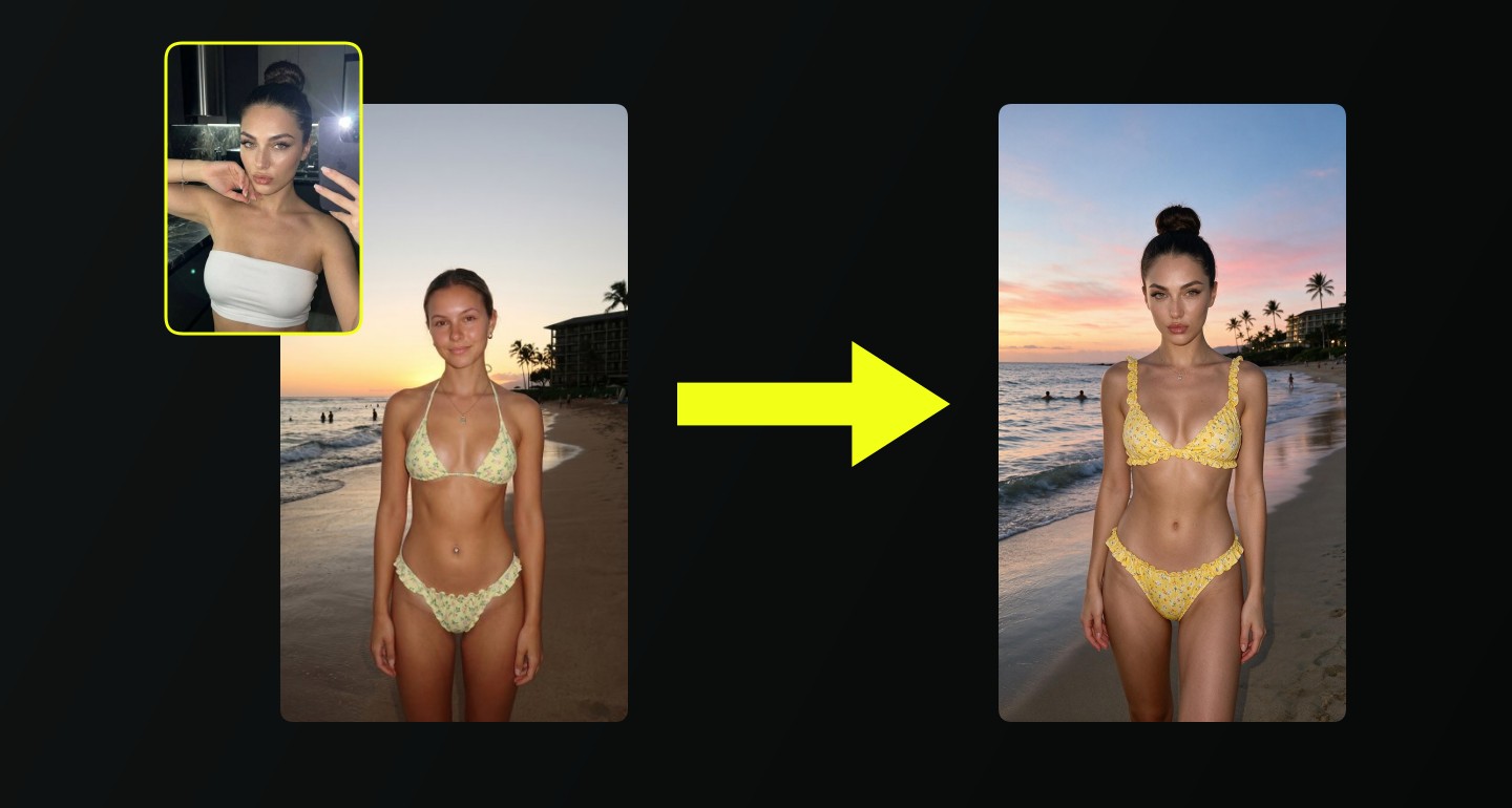 Lily remix walkthrough for Yellow Floral Bikini Sunset Beach Ocean View