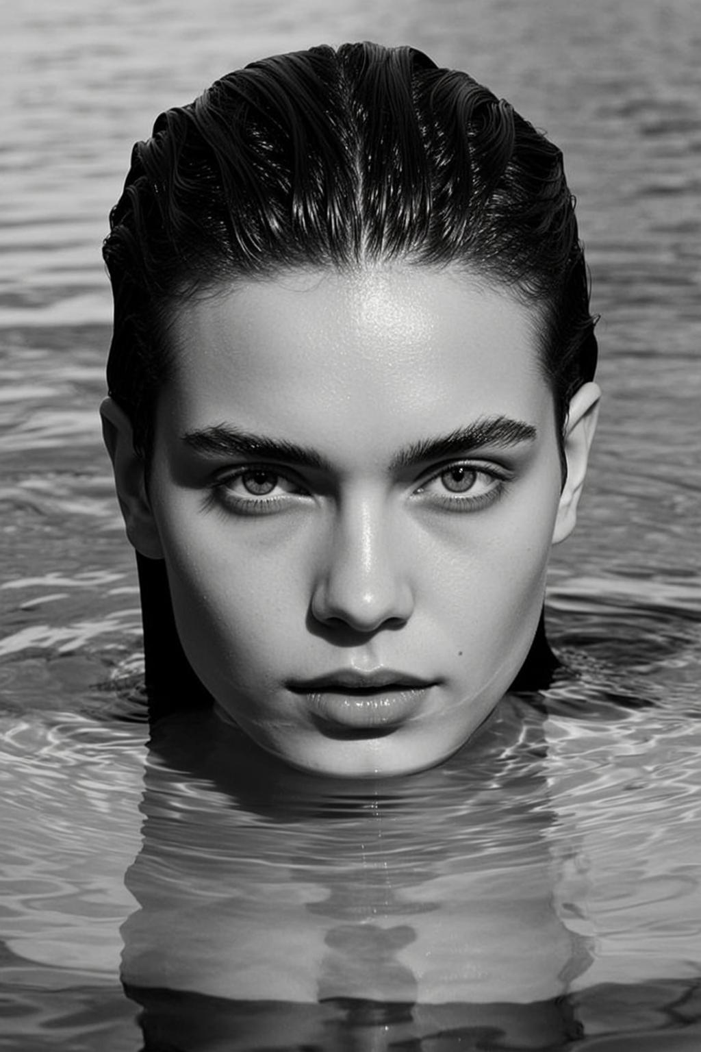 Explore Submerged Water Her Head Shoulders Emerging