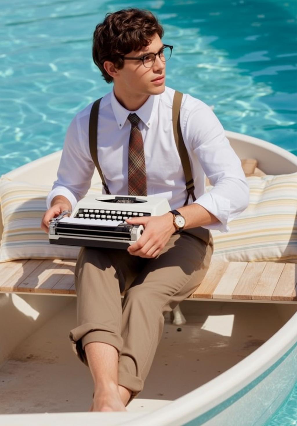 Boat Typewriter Vintage Scene