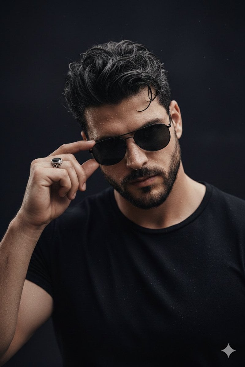 Wet Skin Aviator Sunglasses Low Key Lighting