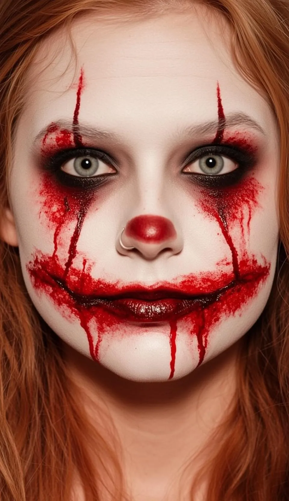 Clown Makeup Nose Ring Portrait