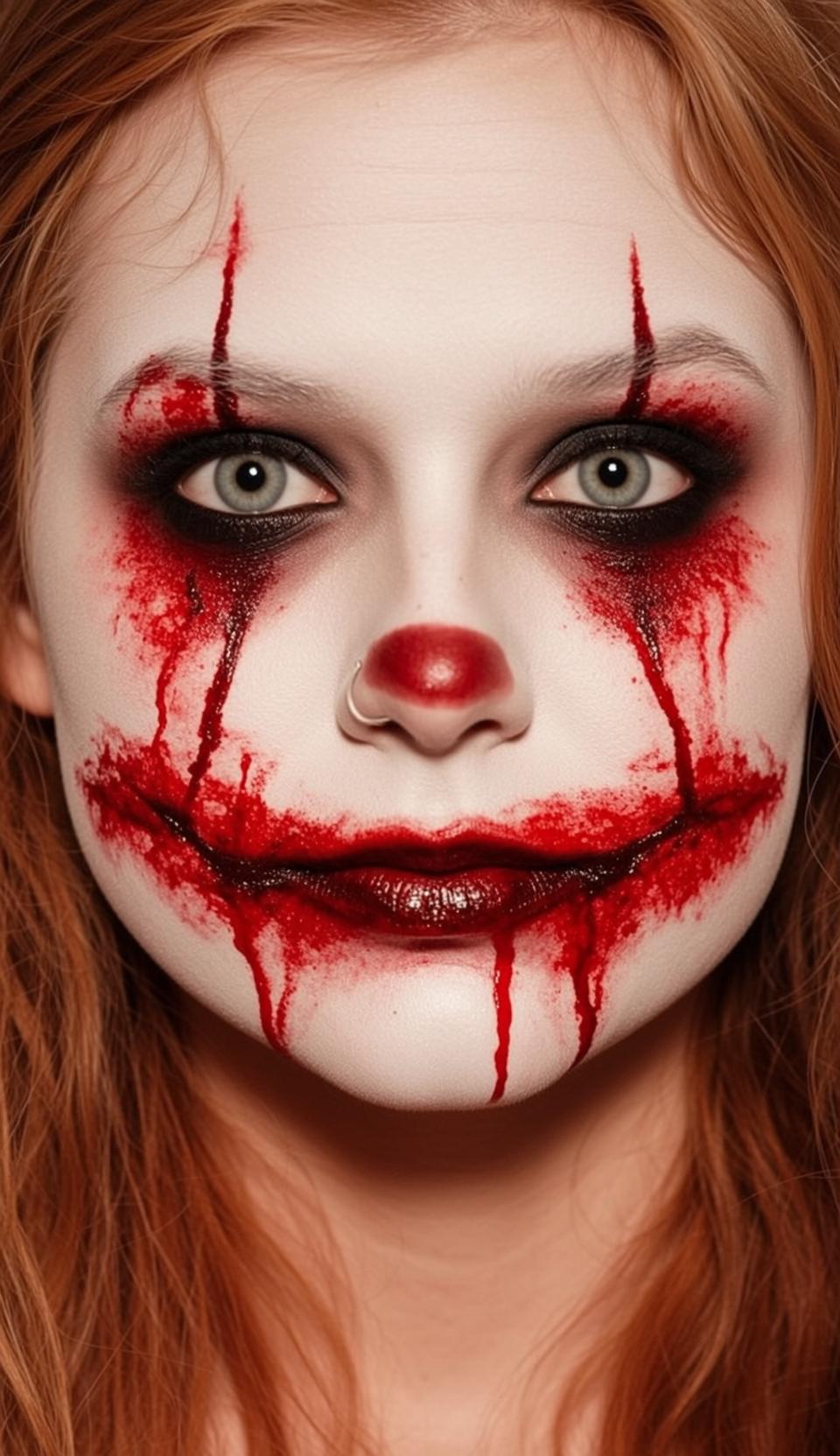 Clown Makeup Nose Ring Portrait