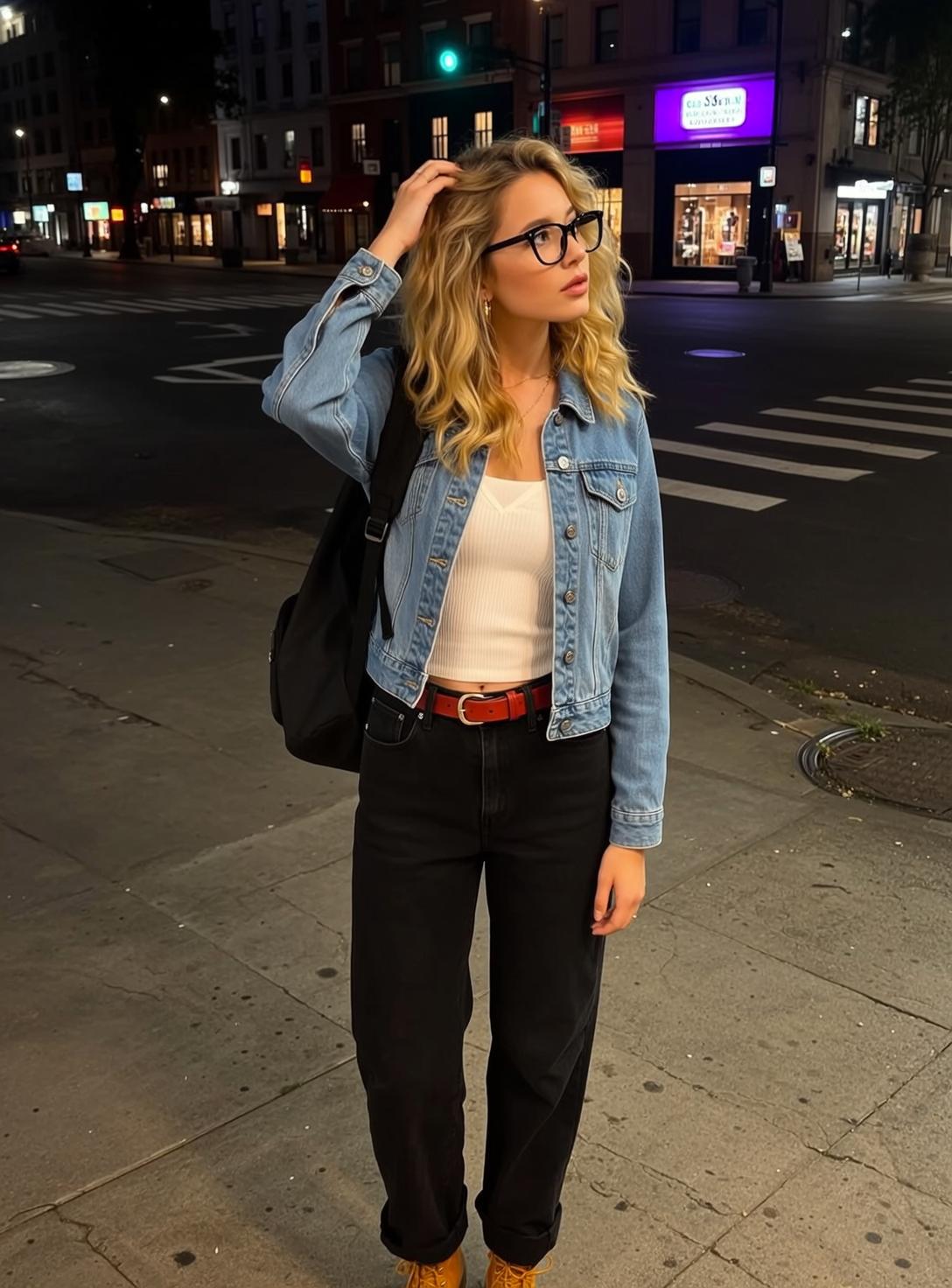 White Tank Top and Black Jeans Night