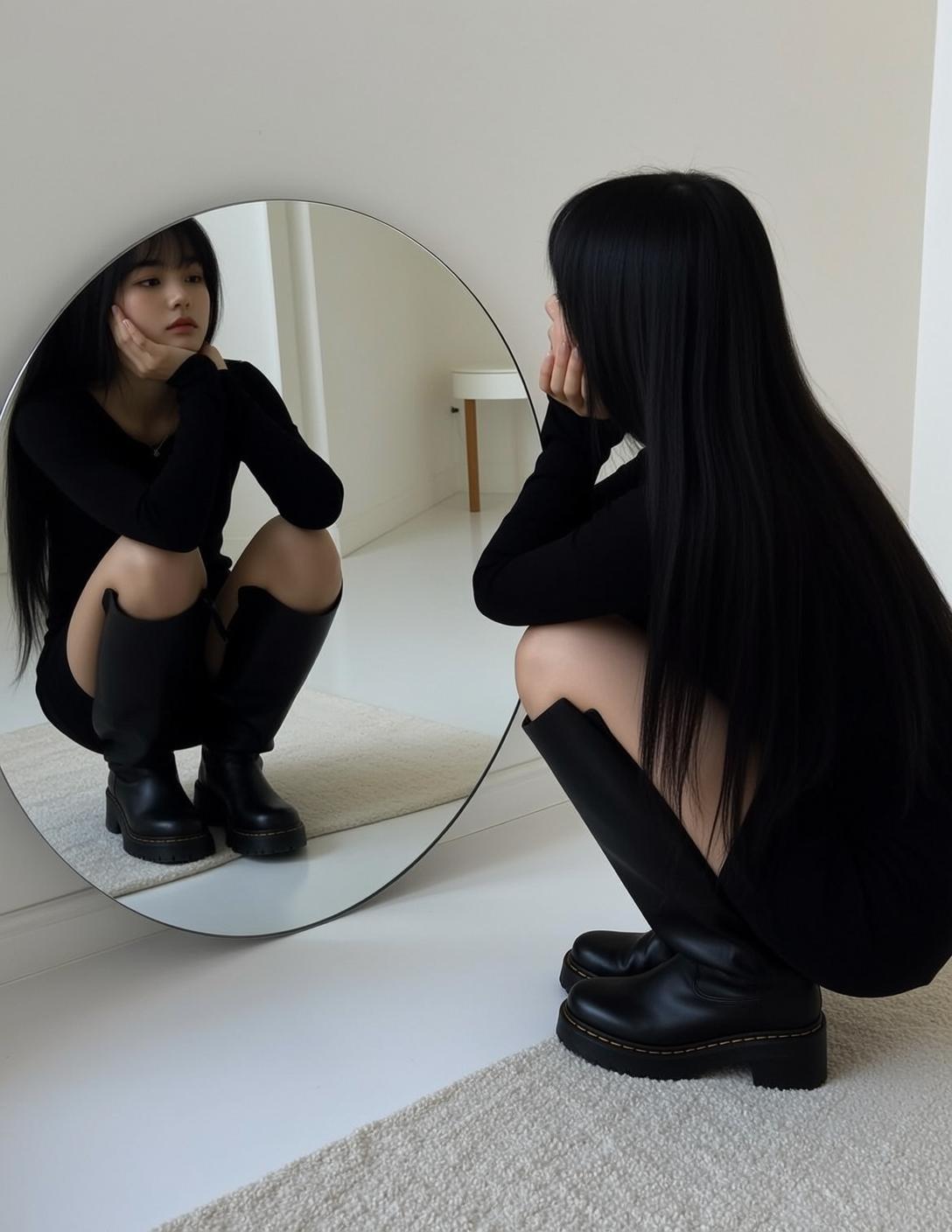 Acubi Deep Squat Facing Large Round Mirror