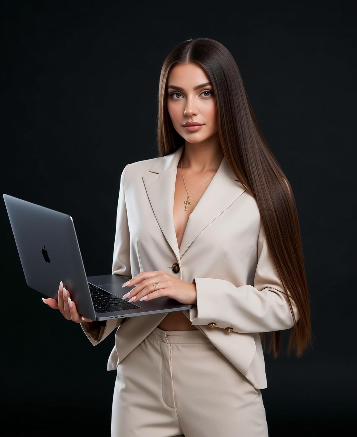 Luxury Young Long Straight Dark Brown Hair